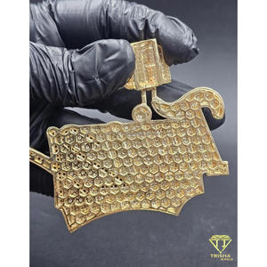 Pendentif personnalisé avec nom, serti de diamants Moissanite, collier Hip Hop en or, bijoux de style bling-bling - Product Image 4