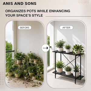 ANIS and SONS - Soporte de Hierro Nórdico de 2 Niveles para Plantas y Zapatos, Organizador de Almacenamiento para Cocina y Baño, Color Negro - Product Image 5