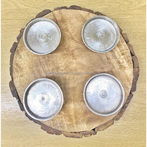 Bois d'écorce et aluminium 4 bougeoirs pour salle à manger et salon bougeoirs décoratifs pour la maison et le cadeau - Product Image 3