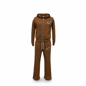 Conjunto de chándal personalizado de dos piezas con pantalones acampanados y sudadera con capucha para hombre - Product Image 5