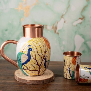 Jarra de agua de cobre con estampado de pavo real en color amarillo para almacenamiento de agua. Compre directamente del proveedor a precio de fábrica. - Product Image 4