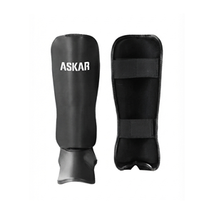 Protège-tibias en PU noir ASKAR pour la boxe et les arts martiaux – Équipement de protection durable unisexe pour les jambes - Product Image 1