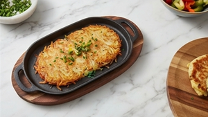 Elegant Wood And Metal Sizzler Plate For Steak <b>Barbecue</b> And Hot Food Serving With Durable Wooden Base Tray - Product Image 6