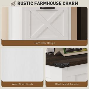 Meuble de rangement vertical rustique style ferme à 2 tiroirs, blanc vieilli, pour papiers A4 et format lettre - Product Image 4