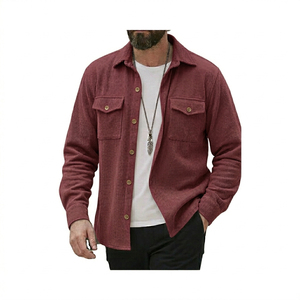 Camisa Casual de Punto Verde Oliva para Hombre, Cuello Camisero, Color Sólido, Antiarrugas, Manga Larga, Transpirable, Talla Grande, para Primavera - Product Image 3