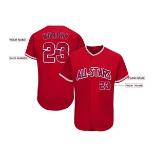 Camiseta de Béisbol Roja Personalizada de Manga Corta con Botones al Frente, Impresión Serigrafiada, Nombre del Equipo All-Stars, Murphy 23, Ropa para Hombre Adulto - Product Image 1