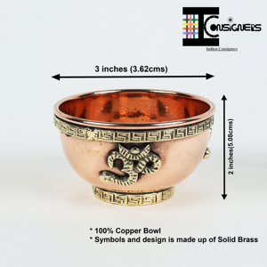 Cuenco de cobre Om Aum pequeño para incienso y ofrendas, hecho a mano, herramientas de altar Wiccan, de consignantes indios - Product Image 1