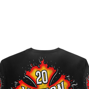 <b>Top</b> Quality <b>Long</b> <b>Sleeve</b> <b>Crop</b> <b>Top</b> Men's Street Style Printed Oversized <b>Black</b> T-Shirt With Flame Pattern Back Logo - Product Image 3