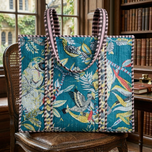 กระเป๋าโท้ทลายป่าแบบขายส่ง ทำจากใยฝ้ายธรรมชาติ กระเป๋าสะพายไหล่เย็บแบบกันธา กระเป๋าถือแบบควิลท์ ผลงานชิ้นเอกคุณภาพสูง - Product Image 5