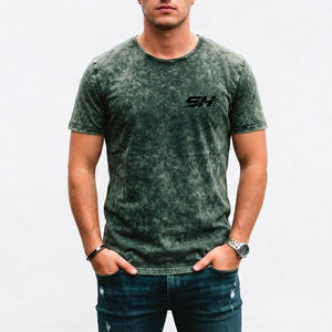 T-shirts 100% coton délavés à l'acide, confortables, nouveau design, séchage rapide, t-shirts délavés à l'acide pour hommes, nouveau design, t-shirt uni délavé à l'acide - Product Image 1