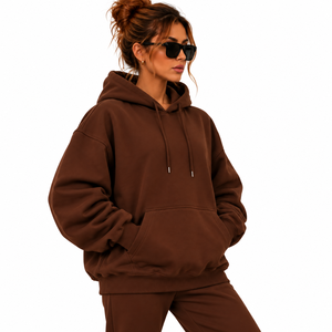 Prix d'usine Sweat à capuche épais surdimensionné pour femme, en molleton, avec impression personnalisée au dos, Sweat-shirt à capuche surdimensionné personnalisé pour femme - Product Image 3