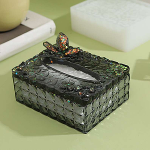 Boîte à mouchoirs moderne en résine avec couleur/logo personnalisable, design durable pour la maison et les cadeaux de mariage - Product Image 2