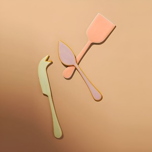 Cool Color Enameled Steel Cheese Knives 3 Piece Set With Handle Kitchenware Amazing Tools Best Quality Stainless Steel - Product Image 3