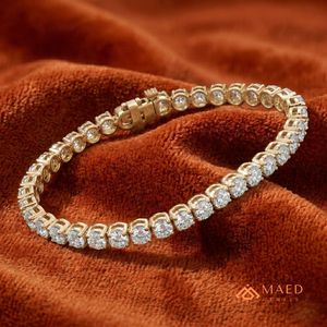 สร้อยข้อมือเทนนิสโมอิสซาไนต์ทรงกลมชุบทองคำสีกุหลาบสำหรับผู้หญิง ดีไซน์เครื่องประดับแฟชั่นสุดหรูสไตล์เบเวอร์ลี่ฮิลส์ - Product Image 5
