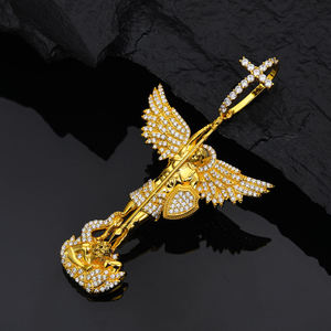 Colgante de Ángel Chapado en Oro con Alas de Cristal, Amuleto Religioso, Joyería de Moda Unisex, Regalo - Product Image 1
