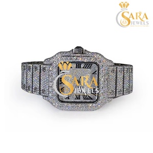 Luxury Moissanite Diamond <b>Watch</b> <b>Custom</b> Hip Hop Style 41mm Square Dial Stainless Steel Band Quartz Movement Waterproof New - Product Image 1