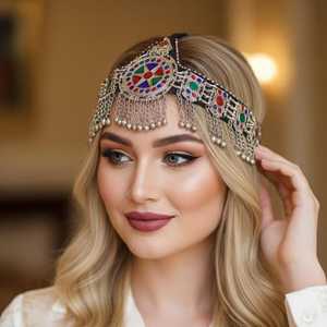 Coiffe vintage afghane Kuchi à prix compétitif, pièce unique, avec broderie de perles, pour mariage, fiançailles, fête - Product Image 2