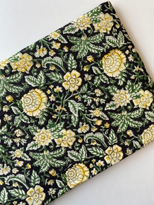 Floral Print Hand Block Cotton <b>Fabric</b> Artisan Made Material for Sewing, Garment Making, Quilting & Wholesale Supplier - Product Image 2