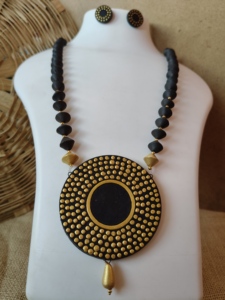 Handmade Indian Terracotta Jewelry <b>Set</b> Ethnic <b>Clay</b> Necklace Earrings for Women Traditional Indian Terracotta Necklace <b>Set</b> - Product Image 3