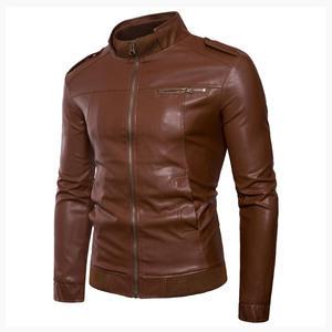 Veste en cuir pour homme, classique, décontractée, coupe slim, vintage, effet usé, style motard, streetwear, cuir véritable souple, veste d'extérieur - Product Image 2