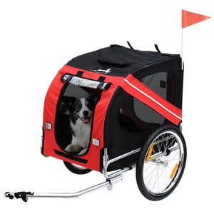 Rimorchio per Bicicletta per Cani Rosso e Nero con Ruote Grandi, Carrello per Animali Domestici per Avventure Fuoristrada con il Tuo Amico Peloso - Product Image 1