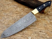 Couteau de cuisine, manche en bois de haute qualité, couteau de chef en acier Damas, couteau de cuisine multifonctionnel