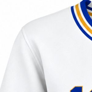 Suéter Blanco con Cuello Redondo, Bordado Azul Dorado Sigma Gamma Rho 1922, Jersey de Manga Larga con Puños a Rayas, Prenda Universitaria Clásica - Product Image 6