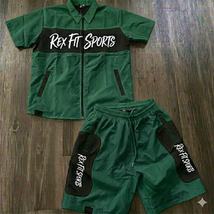 Ensemble coupe-vent deux pièces pour homme, veste zippée en nylon et polyester, short, streetwear, tracksuit pour homme - Product Image 2