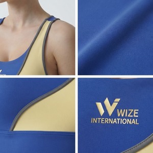 Sujetador deportivo WIZE INTERNATIONAL para mujer, estilo racerback, con bloques de color, soporte medio, transpirable, top de yoga con logo frontal - Product Image 5