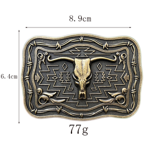 Boucle de ceinture ethnique western vintage en alliage de zinc argenté plaqué or antique pour hommes et femmes, style cowboy, boucle en métal - Product Image 6
