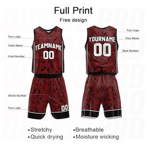 Uniforme de Baloncesto Rojo Triangular, Personaliza con tu Propio Equipo, Conjunto de Camiseta y Pantalones Cortos de Baloncesto Reversibles - Product Image 4