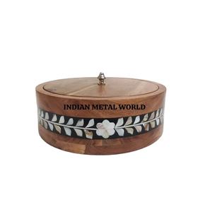 Pot chaud de service de nourriture de forme ronde en bois de qualité supérieure de conception élégante pour la maison pot de prix abordable fabricant et fournisseurs - Product Image 1