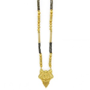 Mangalsutra largo de oro de 24 quilates al por mayor para mujeres casadas, mangalsutra tradicional para bodas, mangalsutra de uso diario con acabado dorado. - Product Image 3