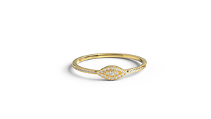 Anillo de Diamantes de Lujo en Oro de 18K con Forma de Marquesa, Anillo de Compromiso Apilable con Diamantes de Corte Redondo, Regalo para Mujer - Product Image 1