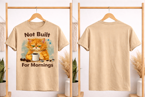 Custom Printed Funny <b>Cat</b> T Shirt Coffee Lover Graphic Tee Unisex Cotton Casual Short Sleeve OEM ODM Wholesale Apparel - Product Image 2
