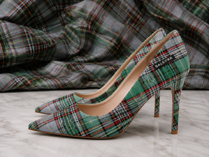 Escarpins à talons aiguilles écossais personnalisés pour femmes, motif tartan, pour mariage, soirée, fabricant OEM & ODM - Product Image 2