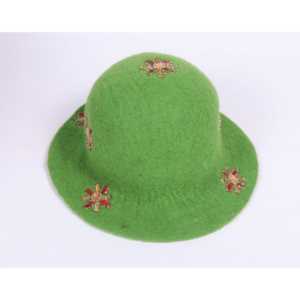 Feltandwool <b>Green</b> Wool Felted Formal <b>Hat</b> - Product Image 2