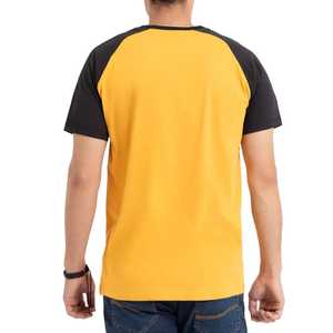 Men's Yellow Black Sleeve O-Neck Regular Fit Polyester Jersey T-<b>Shirt</b> Casual Anti-Shrink <b>Geometric</b> Blocked Design Custom Logo - Product Image 3