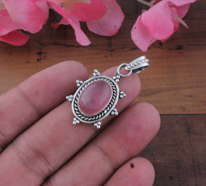 Handmade Oval Unakite Gemstone <b>Charms</b> 925 Sterling <b>Silver</b> Plated Granulation Sunburst Frame Vintage SHREE JAIPUR <b>SILVER</b> - Product Image 1