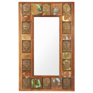 Specchio decorativo in legno massello di recupero in colori misti con vetro di medie dimensioni - Product Image 2
