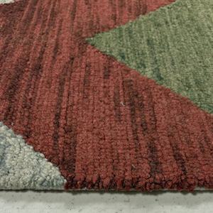 Tapis Chevron en laine tuftée à la main, à boucles, écologique, antidérapant, moderne, motif géométrique en zigzag, couleur sauge terre cuite - Product Image 5