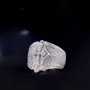 Moissanite Iced Out Mens Signet <b>Ring</b> Hip Hop Luxury Statement <b>Ring</b> <b>Crown</b> Design Bold Streetwear Jewelry - Product Image 1
