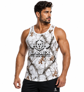 Custom Men's Snow Camo Gym Tank Top Sublimation Fitness Stringer Vest Bodybuilding Sleeveless Workout Training Sports Apparel - Product Image 2