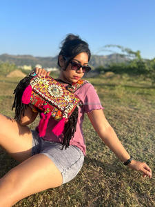 Nouvel arrivage de sacs en coton pour femmes Rajasthani véritable fait à la main Tribal Multi couleur Boho Hippie daim cuir frange gland Banjara - Product Image 4