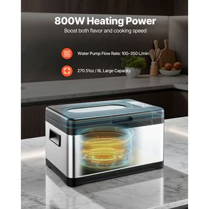 Cuocitore Sous Vide Smart da 800W con Display Digitale LED, Controllo Preciso della Temperatura, Coperchio in Vetro, Macchina per Cottura Sous Vide - Product Image 5