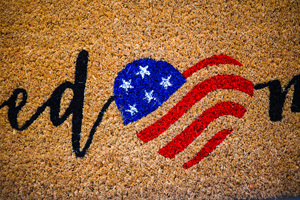 Coco Liberty Printed Coir <b>Doormat</b> with PVC Backing USA Flag Patriotic Welcome Entrance Mat Natural Fiber Anti Slip Door Mat - Product Image 4