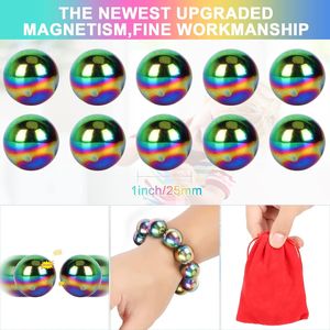 Kit di 10 Pezzi di Pietre Magnetiche Arcobaleno in Ematite Lucidata Fai-da-Te, Blocchi Magnetici Educativi per Casa, Ufficio e Cucina per Bambini - Product Image 2