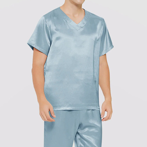 Top Wholesale Custom <b>Men's</b> Satin <b>Silk</b> <b>Pyjamas</b> Set Breathable Quick Dry 2-Piece T-shirt & Shorts Sleeping Clothes 2026 - Product Image 1