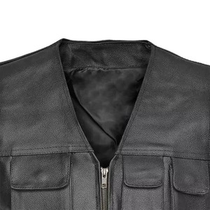 Gilet Homme Personnalisé en Cuir Véritable Imperméable à Bouton Unique Réversible en Tissu Toile Style Urbain Hiver - Product Image 3
