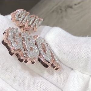 Collar con Colgante de Moissanita Personalizado, Estilo Hip Hop, con Logotipo, Letra o Nombre, con Diamantes VVS y Cadena con Incrustaciones de Moissanita - Product Image 3